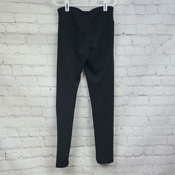 Justice Girls 10 Black Gold Logo Ankle Crop Legging Casual Stretch Knit Pants - Picture 5 of 5